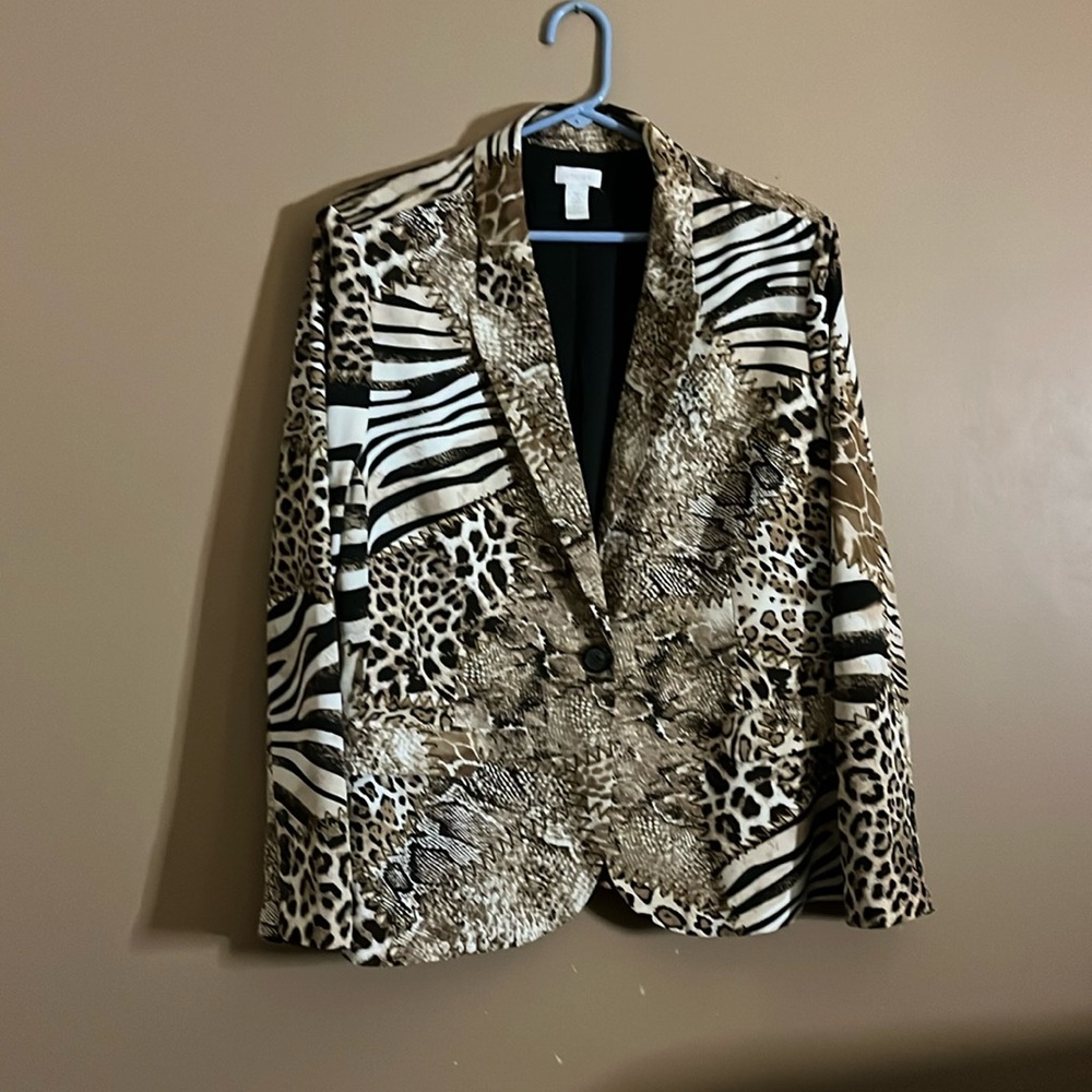 😄Plus Size Animal Print Blazer Jacket